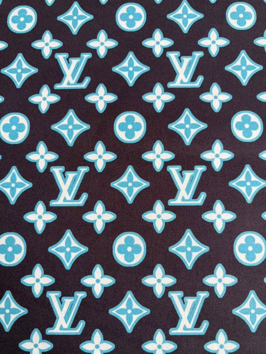Blue Louis Vuitton LV Suede Car Headliner Upholstery Speaker Pod Cover DIY Custom Fabric