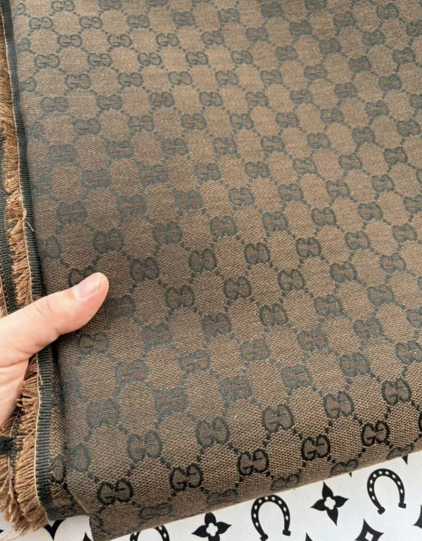 Dark Tan Gucci Jacquard Sewing Fabric for DIY Crafts Custom Sneaker