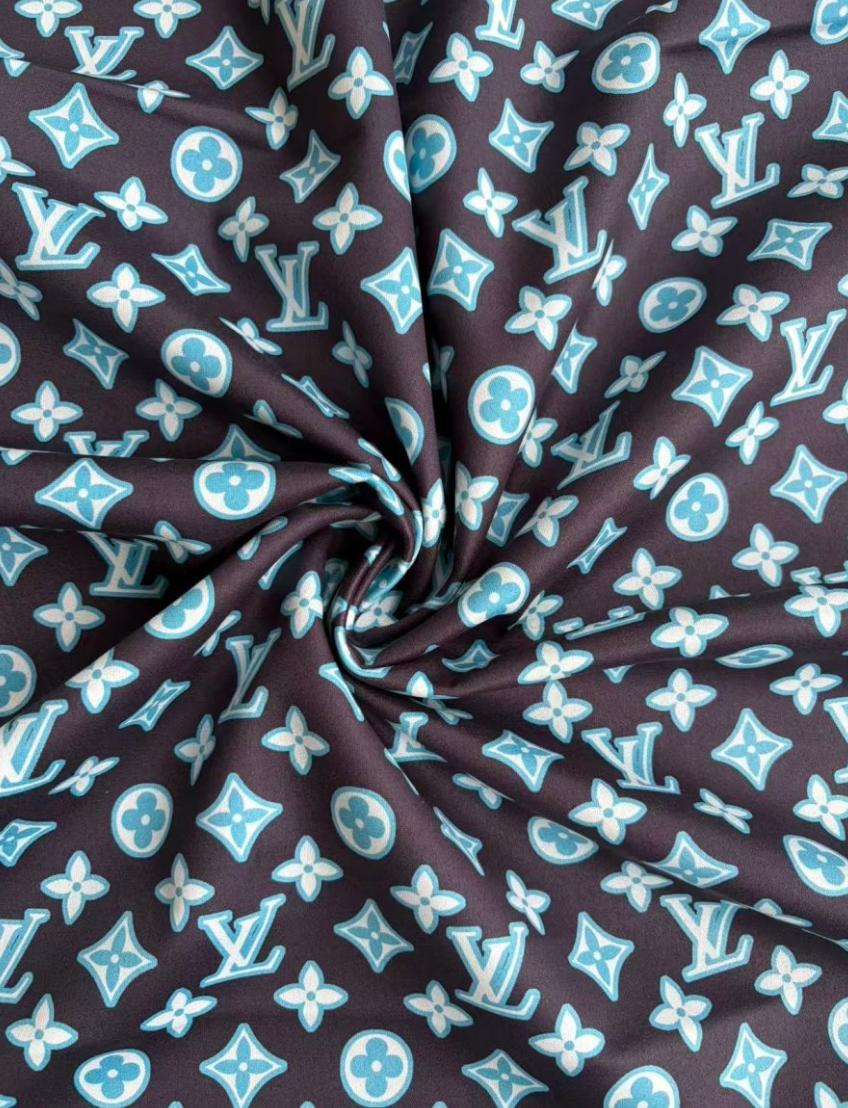 Blue Louis Vuitton LV Suede Car Headliner Upholstery Speaker Pod Cover DIY Custom Fabric