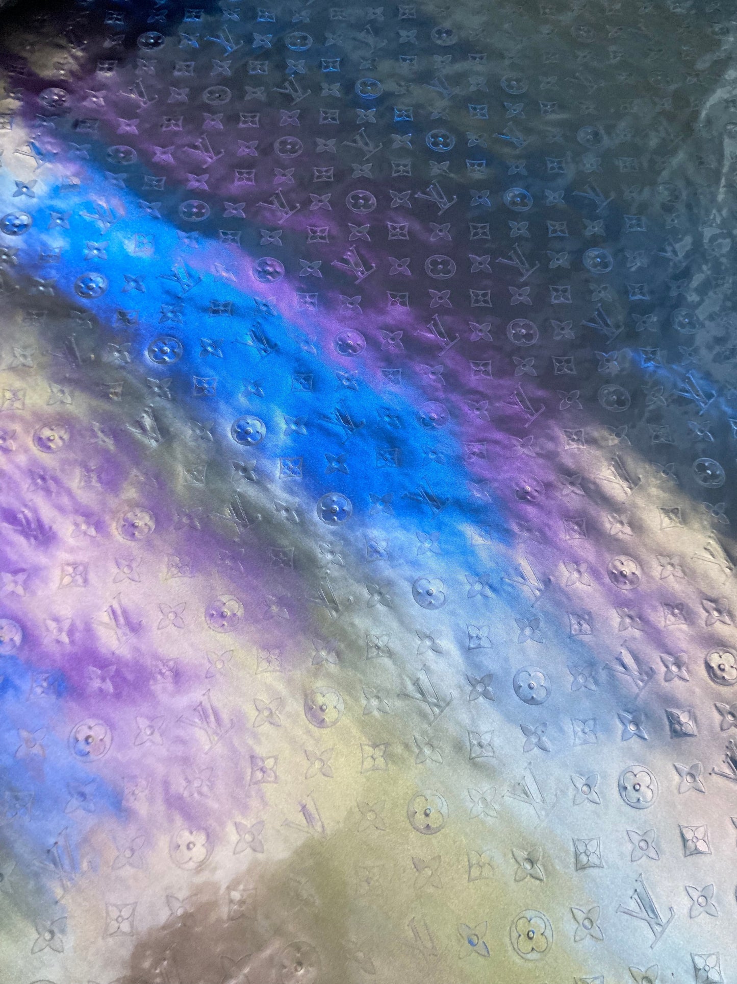 Fantasy Reflective LV Embossed Vinyl Leather Fabric for DIY Customized Sneakers Upholstery