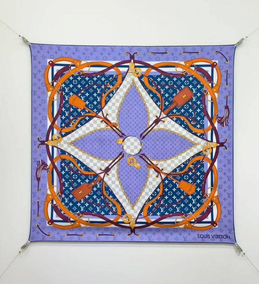 LV Flower And Straps Silk Scarves (90×90cm)