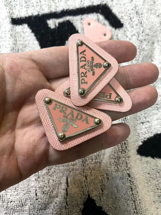 Light Pink Prada Badge Emblem Metal Handmade Accessory