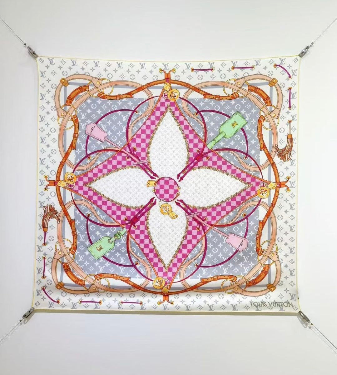 LV Flower And Straps Silk Scarves (90×90cm)