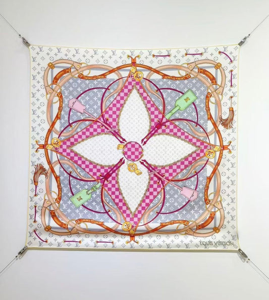 LV Flower And Straps Silk Scarves (90×90cm)