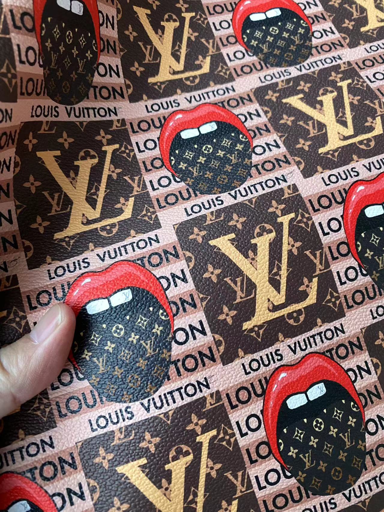 Lip Louis Vuitton Designer Fabric Faux Leather Sheet for Car Upholstery