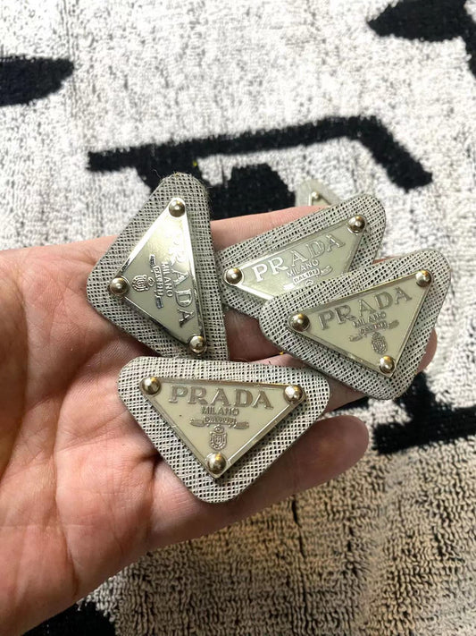 Grey Prada Badge Emblem Metal Handmade Accessory
