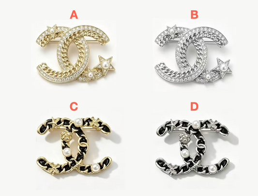 Vintage Chanel-Inspired Brooches, Retro Luxury Pins for Women