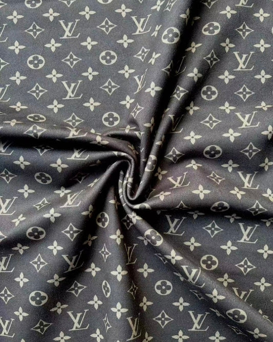 Black Grey Louis Vuitton Suede Stretchy Car Headliner DIY Upholstery Fabric
