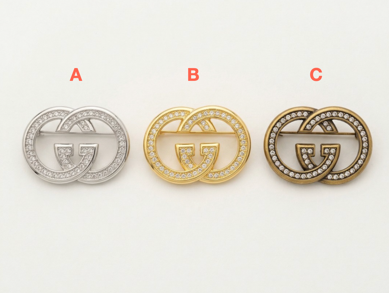Vintage Gucci Inspired Brooches, Retro Luxury Pins for Women