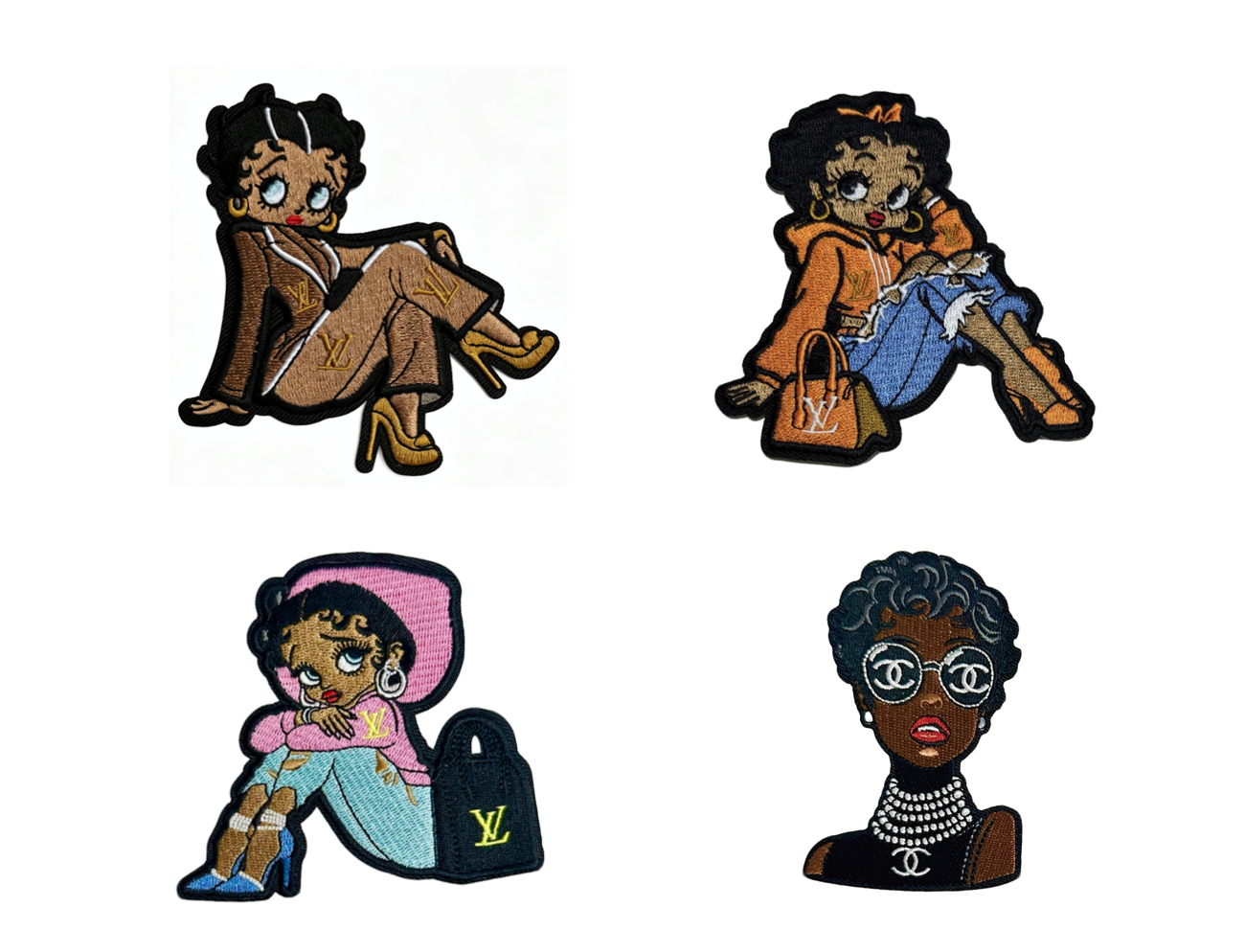 Designer Inspired Betty Boop & Girl Luxury Embroidered Patches