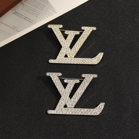 LV rhinestone brooche pin
