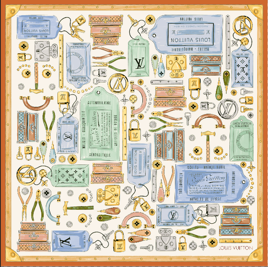 LV Inspired Tool & Hardware Print Silk Scarf