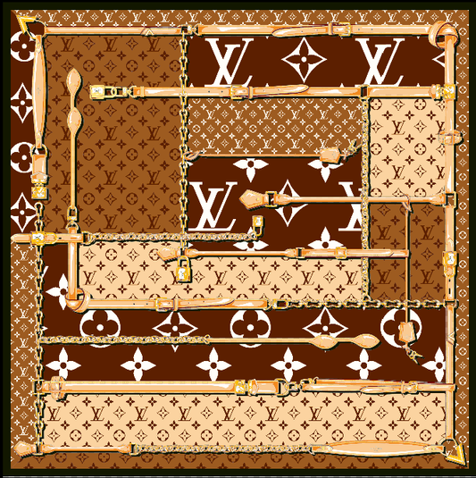 LV-Inspired 90×90cm Silk Scarf | Premium Luxury Monogram Design | Versatile Styling