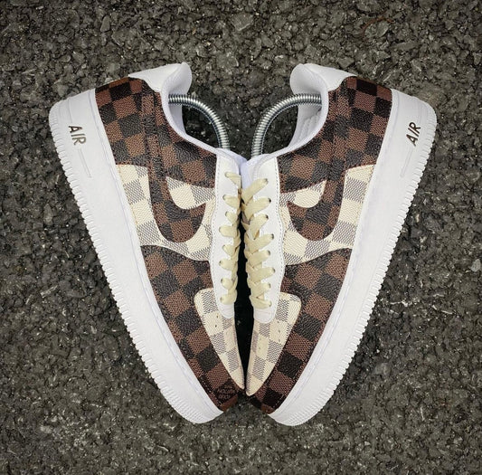 Damier LV Custom Sneakers Air Force One for Man