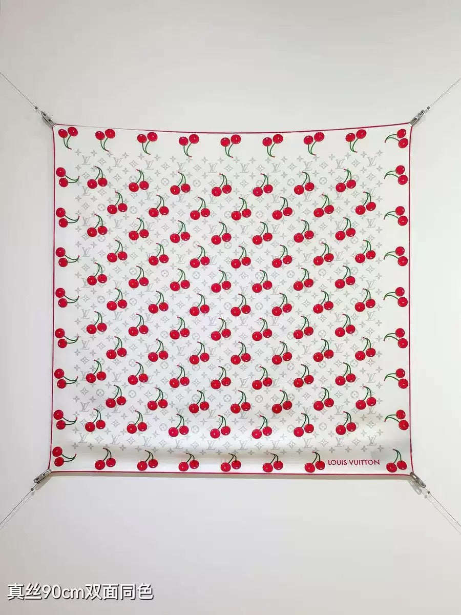 LV Cherry Silk Scarves (90×90cm)