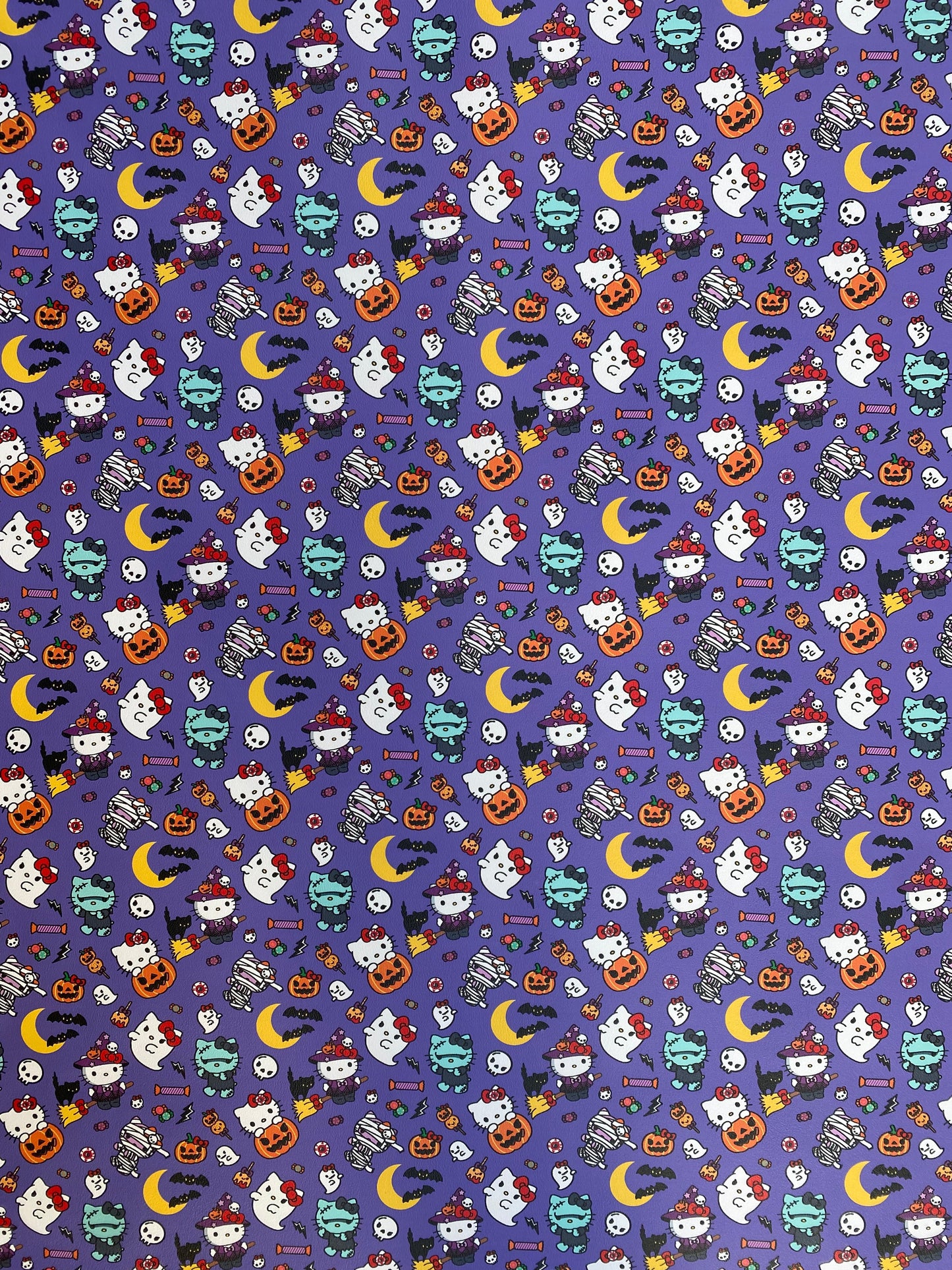 Hello Kitty Halloween Costumes Cartoon Faux Leather Fabric for DIY Crafts Sneakers