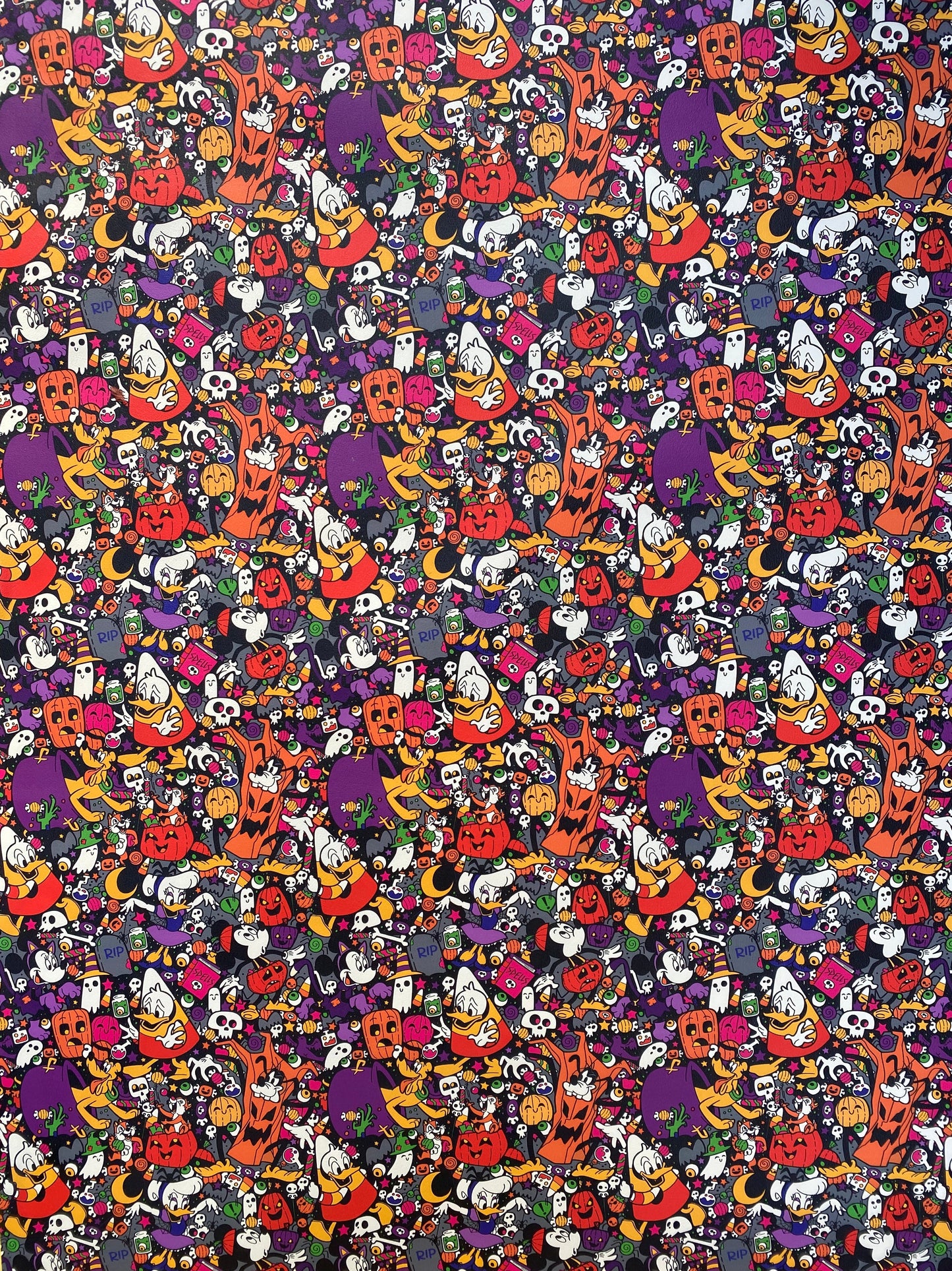 Donald Duck Halloween Ghost Faux Leather Fabric for Handmade DIY Crafts