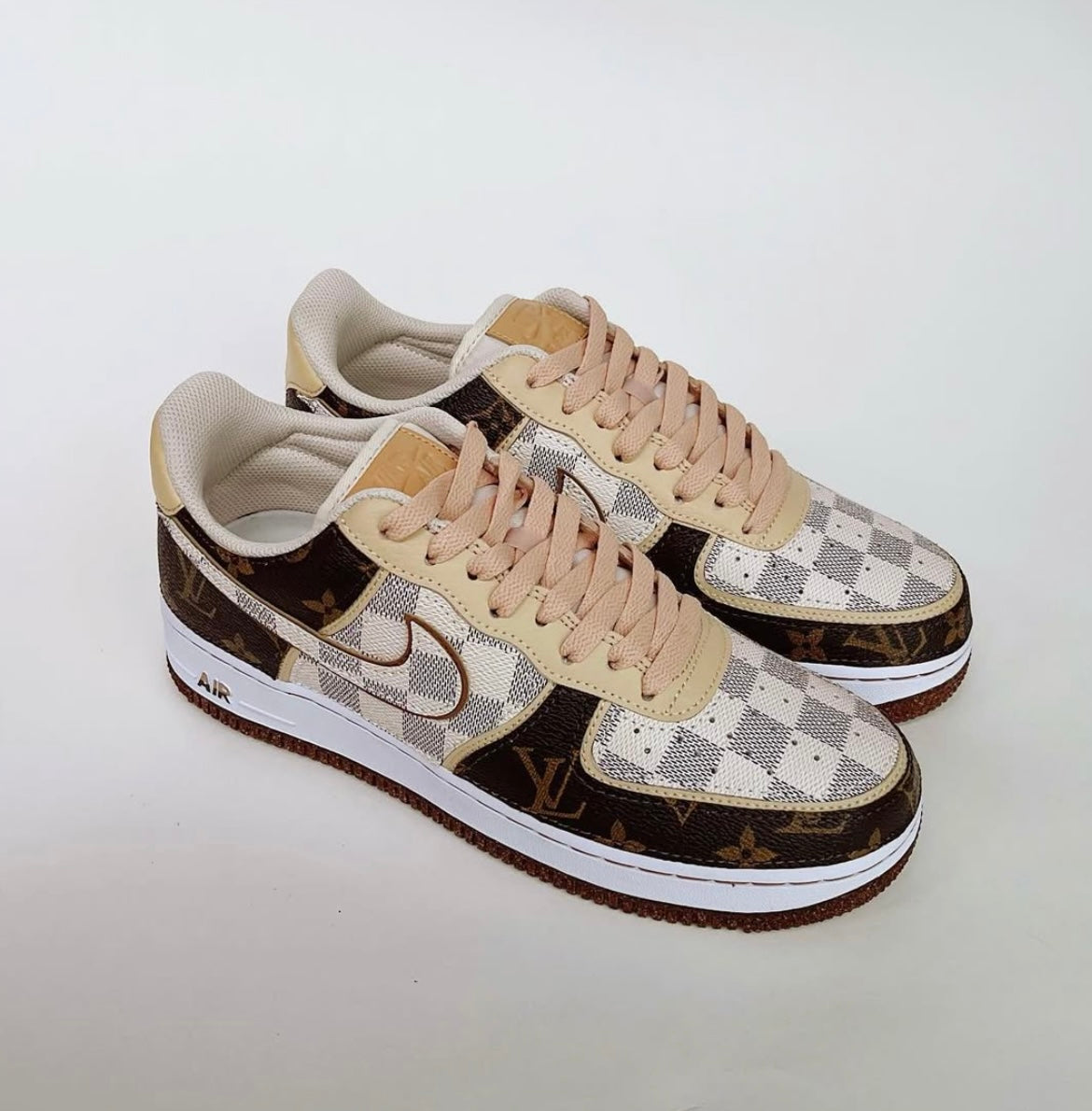 Brown Full LV Leather Air Force One Custom Sneaker for Man