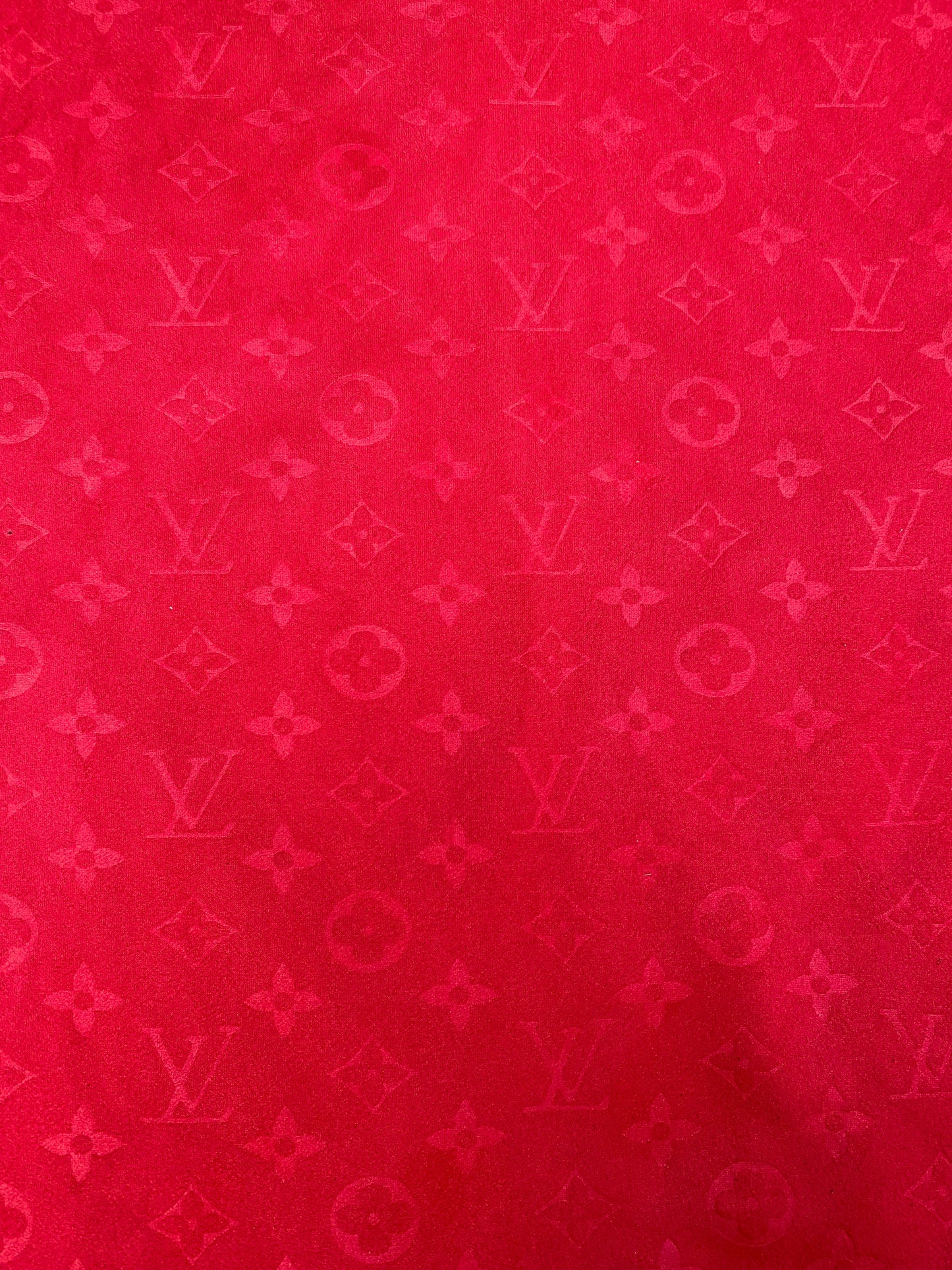 Premium Luxury Red Louis Vuitton LV Suede Fabric for Handmade DIY Sofa Upholstery Car Seats