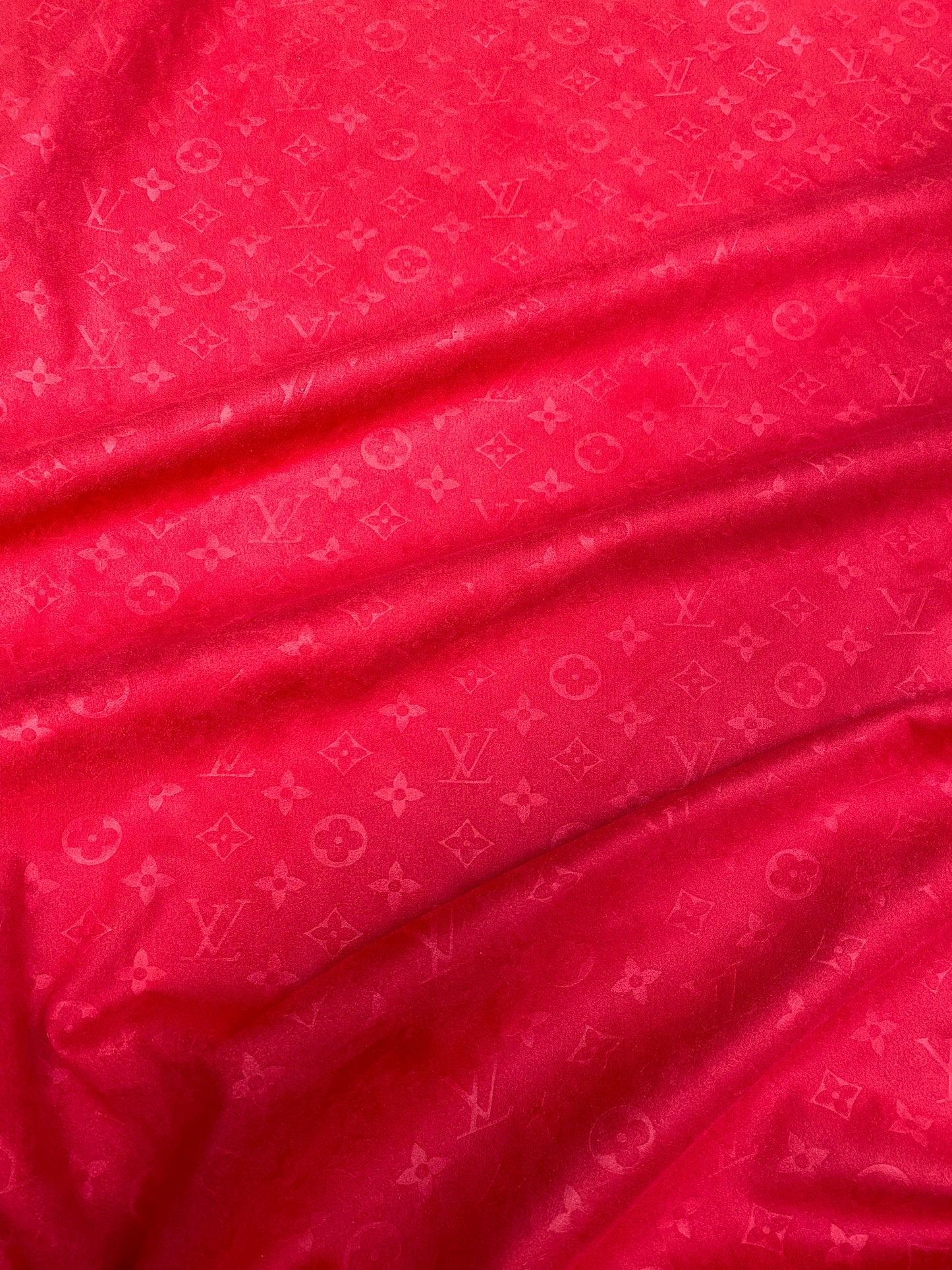 Premium Luxury Red Louis Vuitton LV Suede Fabric for Handmade DIY Sofa Upholstery Car Seats