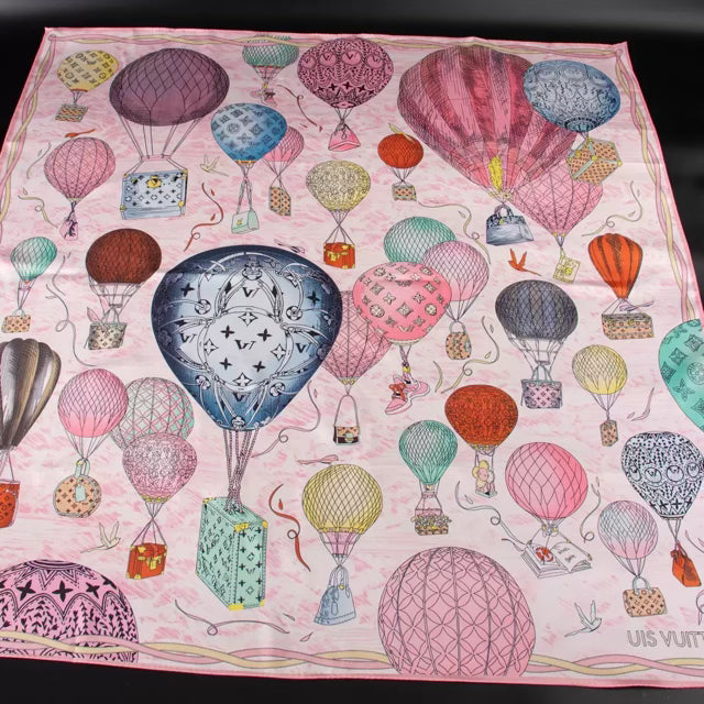 10 Styles of LV Silk Scarves: Rainbow Vibrant & Vintage Elegant Signature Prints (90×90cm)