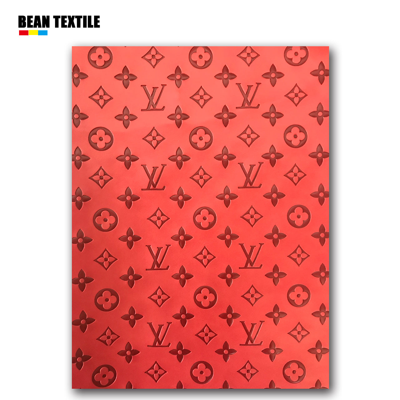 Red LV Leather Fabric Louis Vuitton Fabric