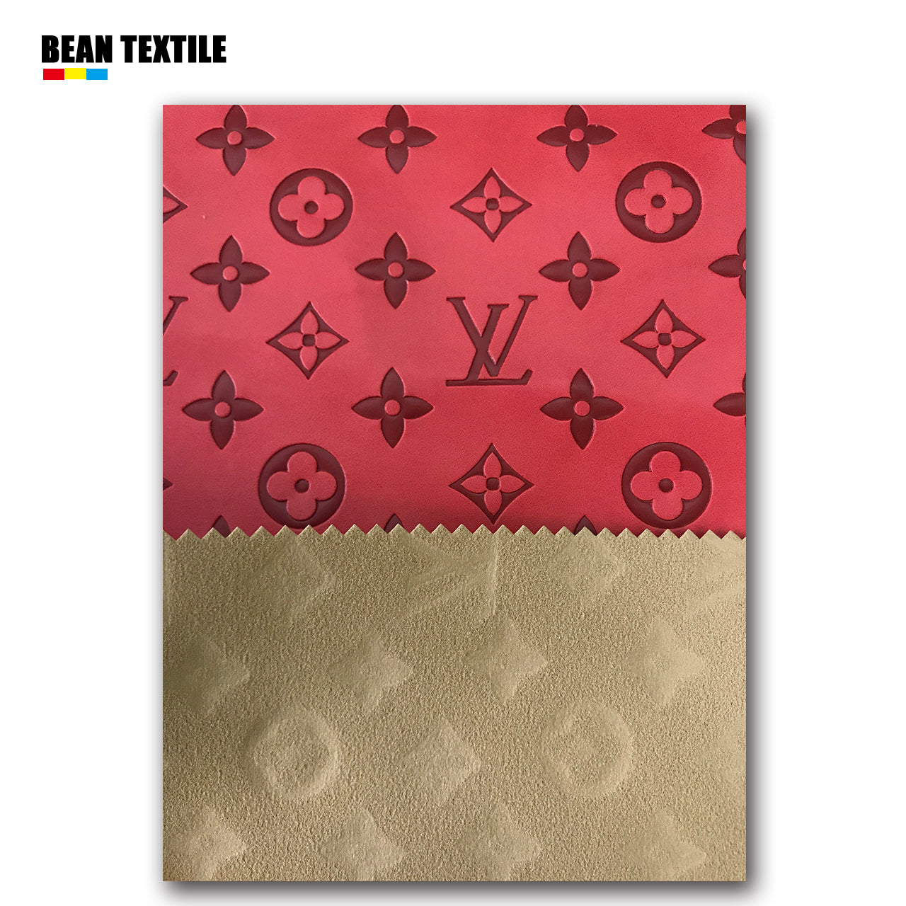Red LV Leather Fabric Louis Vuitton Fabric