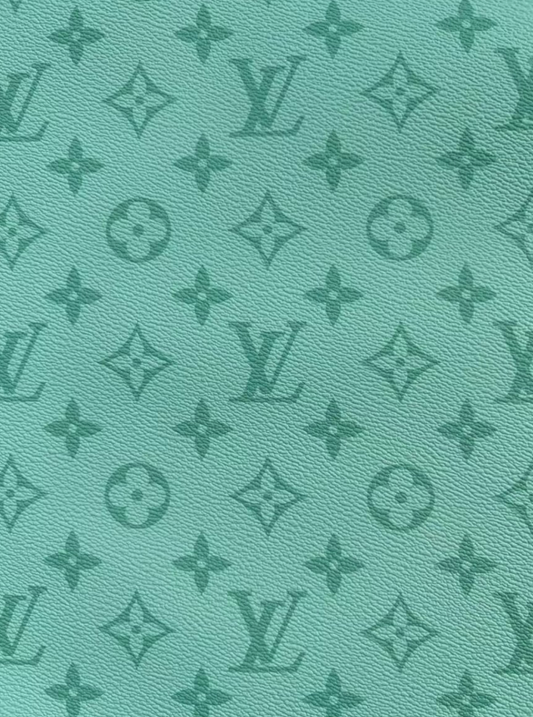 Light Green Louis Vuitton Leather Sheet Designer Fabric for Crafts DIY Hobbylobby