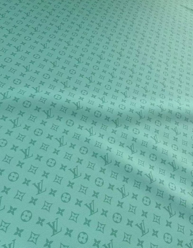 Light Green Louis Vuitton Leather Sheet Designer Fabric for Crafts DIY Hobbylobby