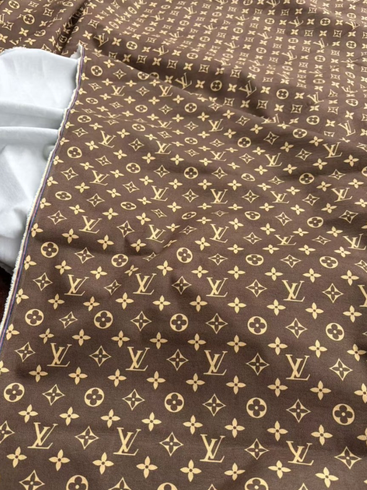 Classic Brown Louis Vuitton Suede Fabric Stretchy Velvet for Speaker Pod Cover DIY