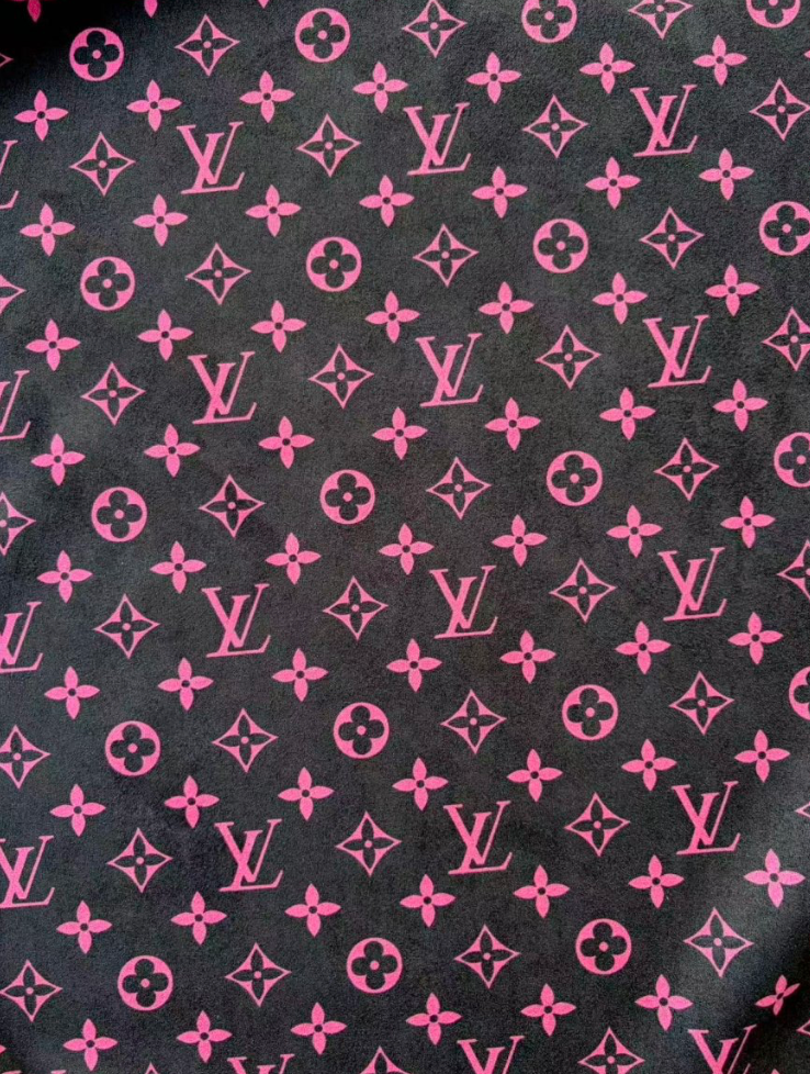 Black Pink Louis Vuitton Suede Stretchy Car Headliner DIY Upholstery Fabric