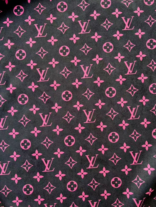 Black Pink Louis Vuitton Suede Stretchy Car Headliner DIY Upholstery Fabric