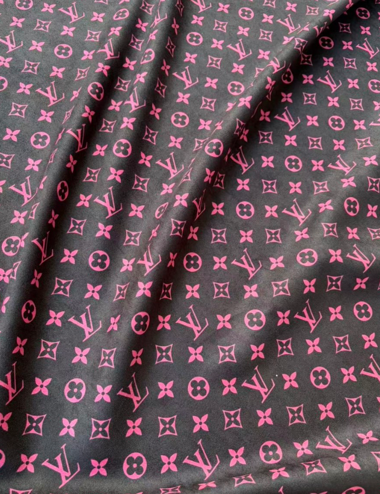 Black Pink Louis Vuitton Suede Stretchy Car Headliner DIY Upholstery Fabric
