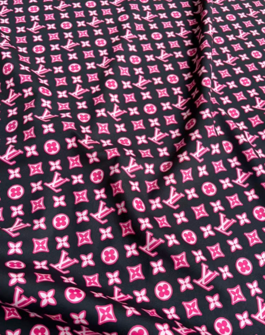 Pink Louis Vuitton LV Suede Car Headliner Upholstery Speaker Pod Cover DIY Custom Fabric