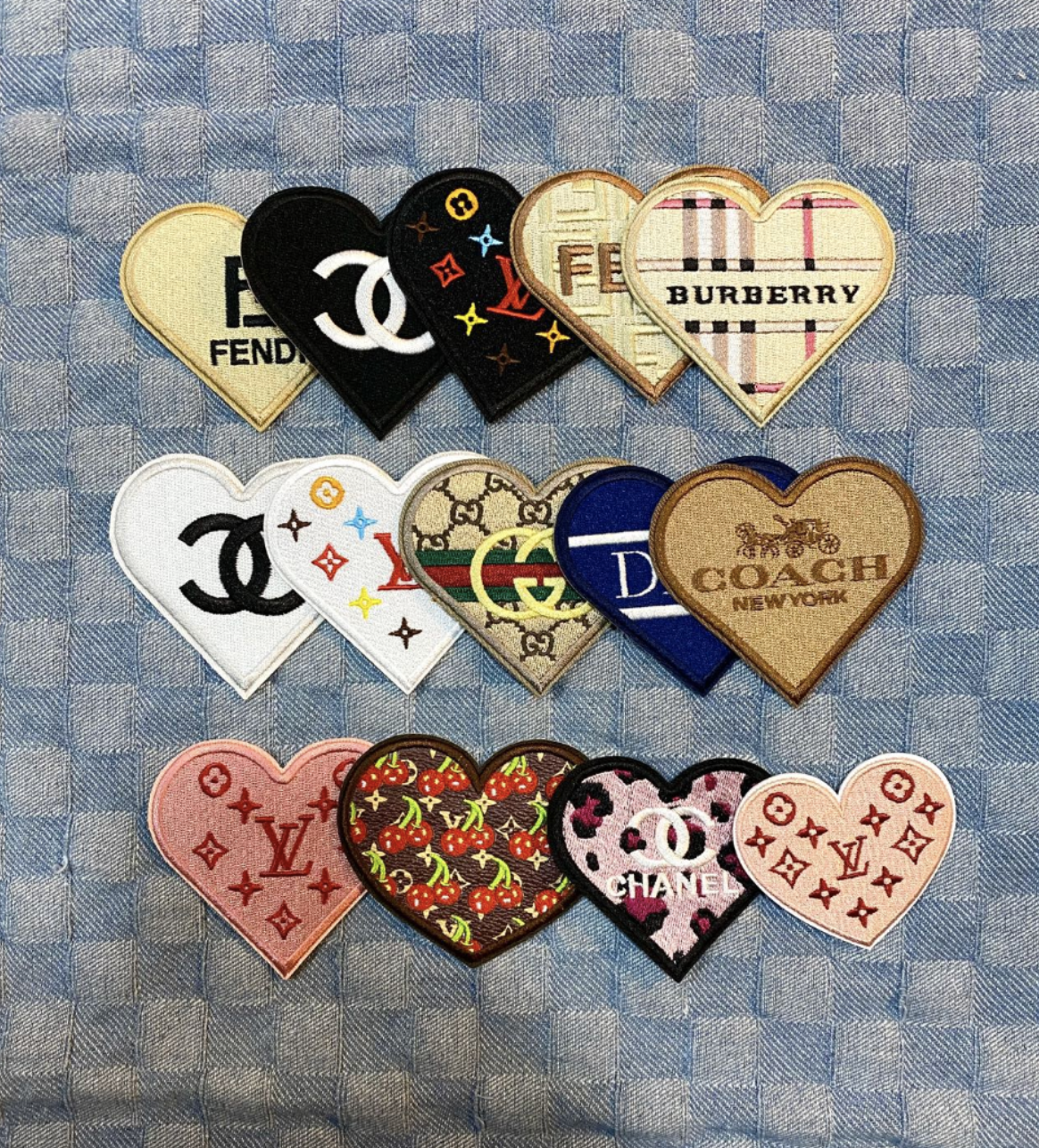 14 Pieces Multi Brand Heart Designer Patches Bundle Sale