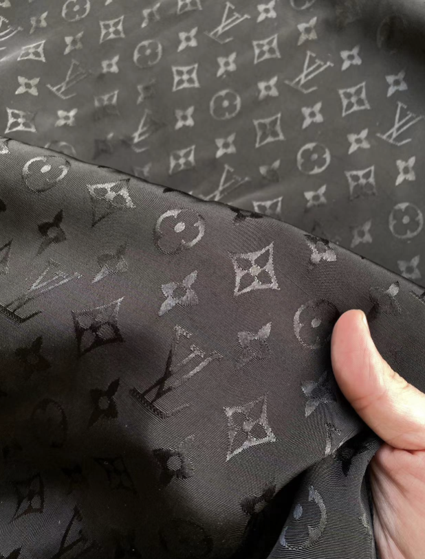 Handmade Crafts Black Silk Louis Vuitton Jacquard Nylon Fabric for DIY Custom
