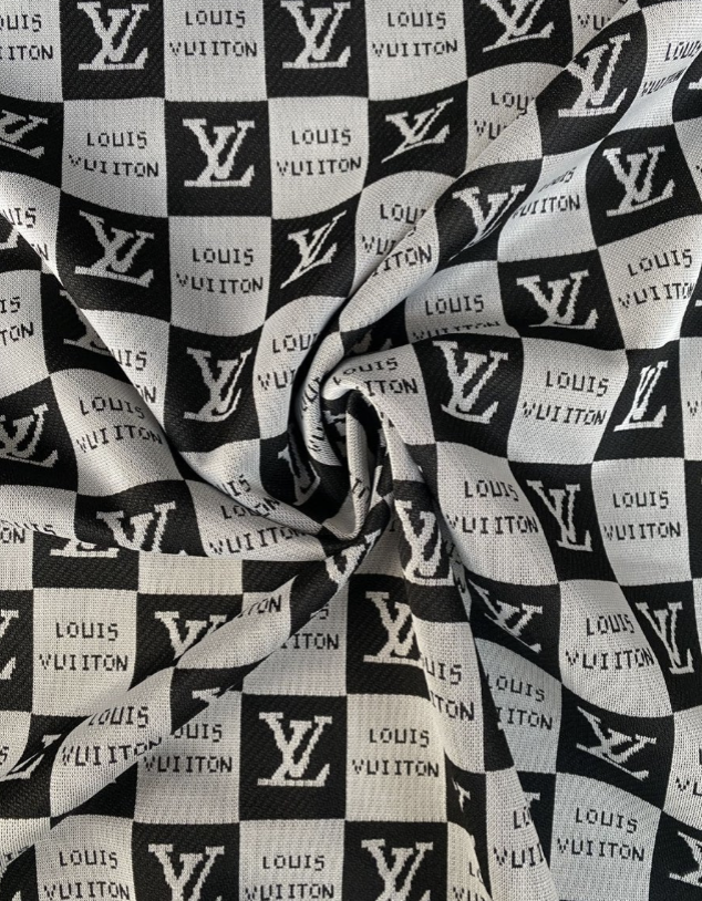 Black Louis Vuitton Knitted Stretchy Fabric for Clothing Bespoke