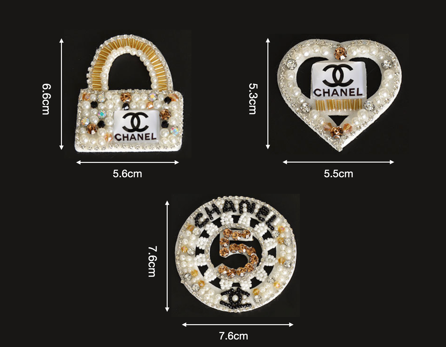 Chanel Rhinestone Patches Beaded Patches Custom Clothing Shoes For Handcraft