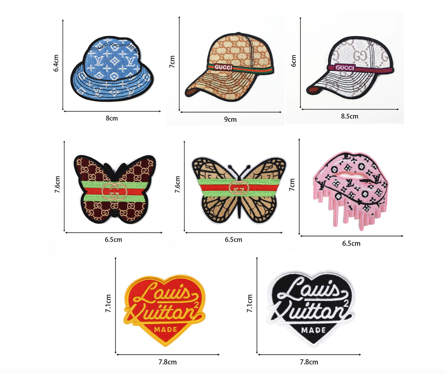Embroidery LV Gucci Patches Custom Clothing Jackets