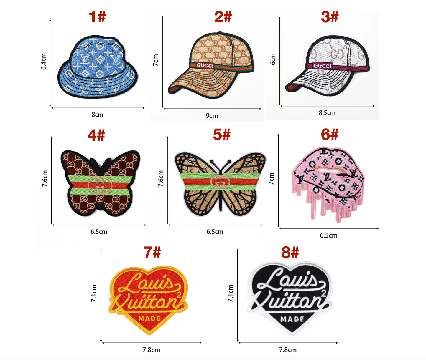 Embroidery LV Gucci Patches Custom Clothing Jackets