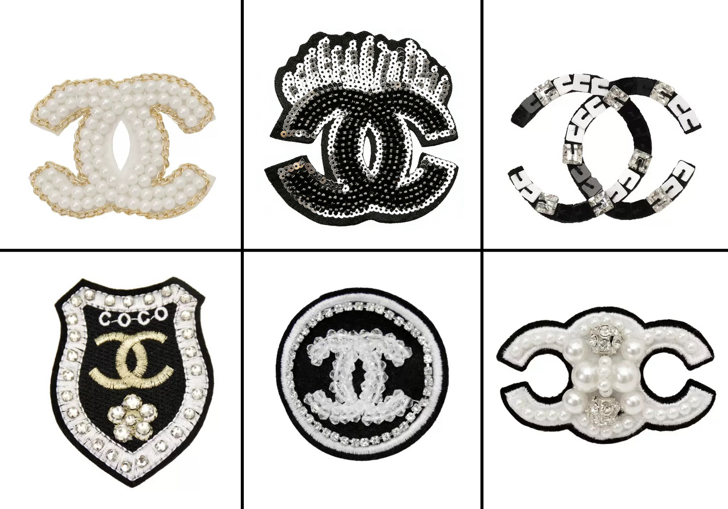 Chanel Rhinestone Embroidery Patches Beaded Patches Custom Clothing Shoes For Handcraft