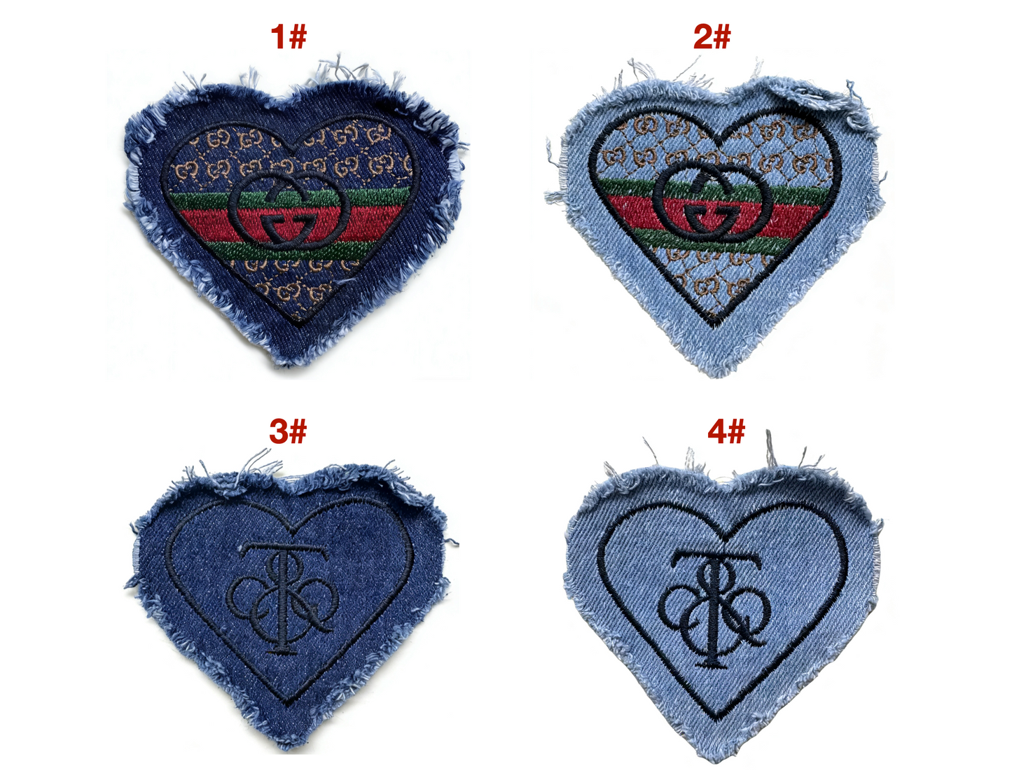 Denim Heart Embroidery Gucci Tiffany Patches Custom Clothing Jackets