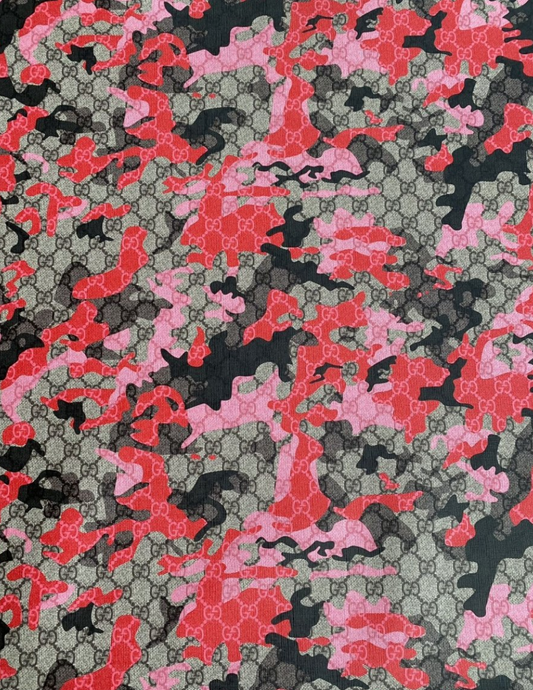 Red Camo Gucci Shoe Leather Sheet Sewing DIY Sold by Yard