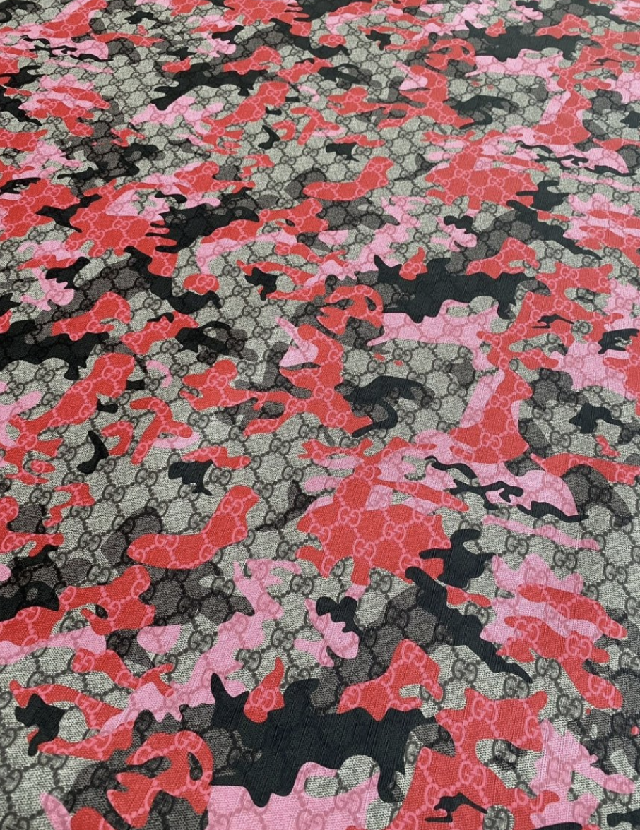 Red Camo Gucci Shoe Leather Sheet Sewing DIY Sold by Yard