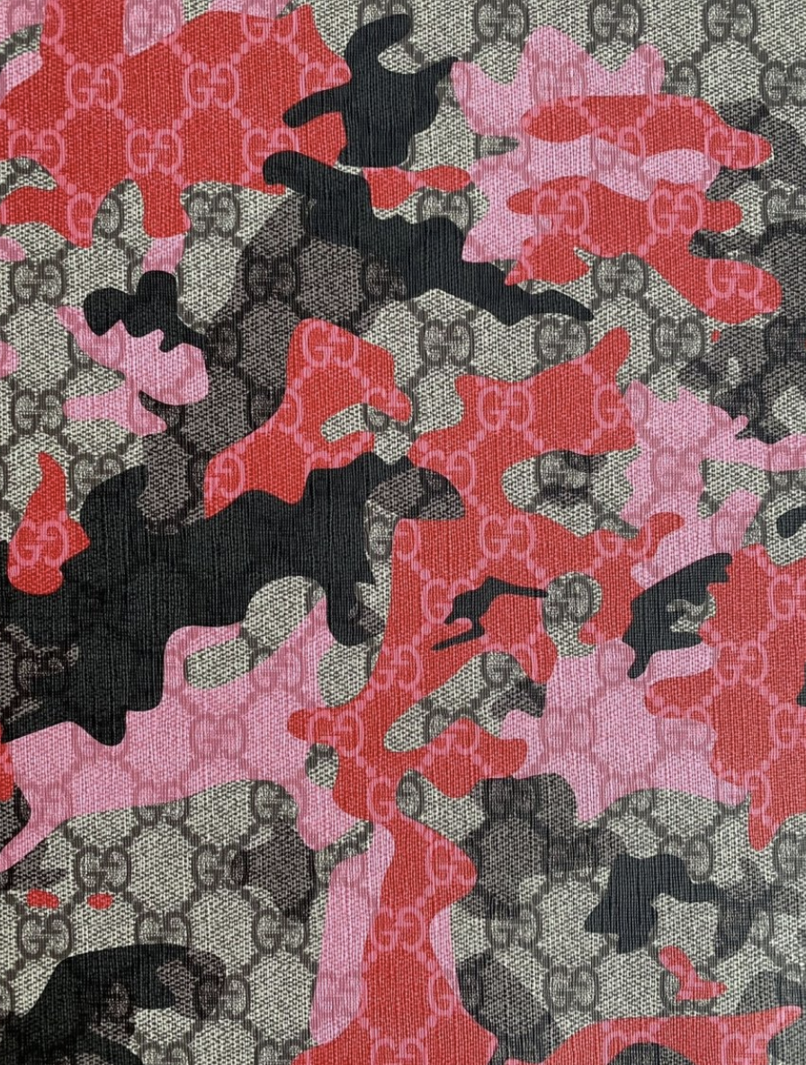 Red Camo Gucci Shoe Leather Sheet Sewing DIY Sold by Yard