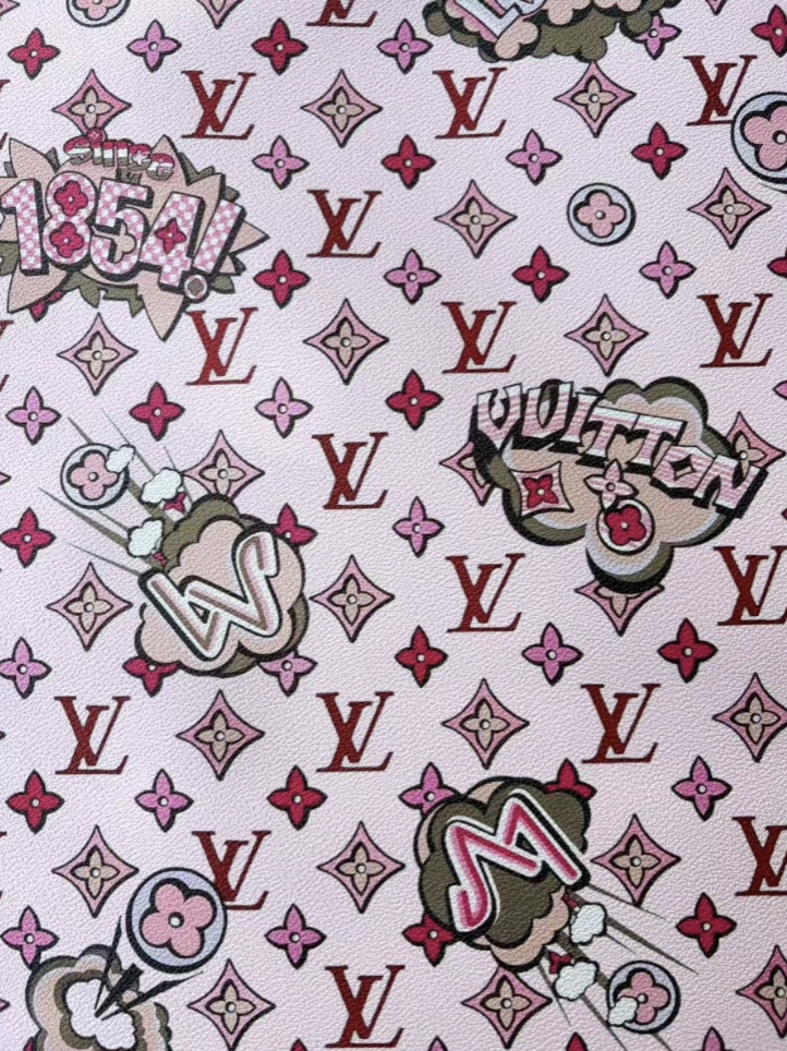New Pink LV Designer Leather Sold by Yard Crafts DIY Projects