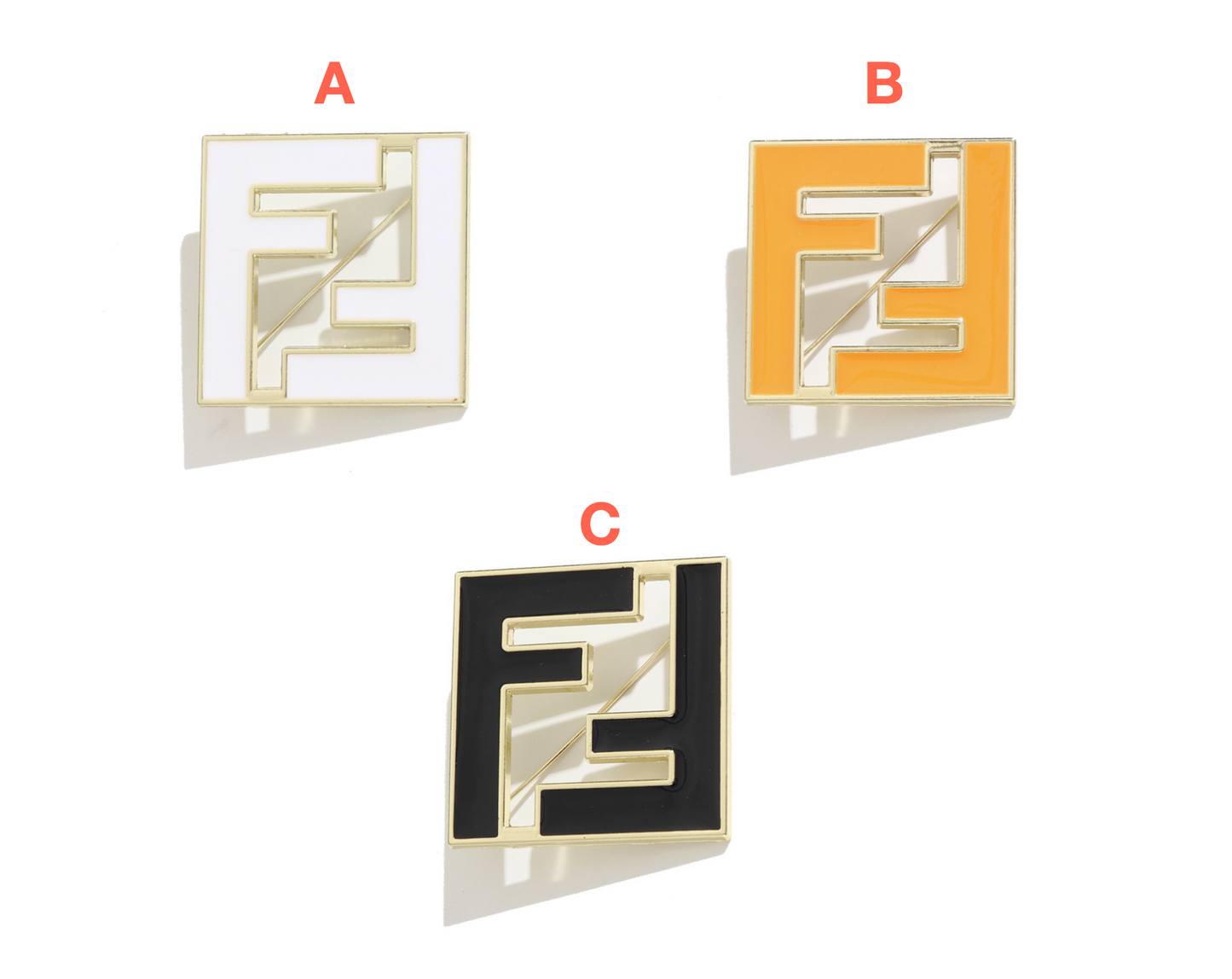 Vintage Fendi FF Brooches, Retro Luxury Pins for Women