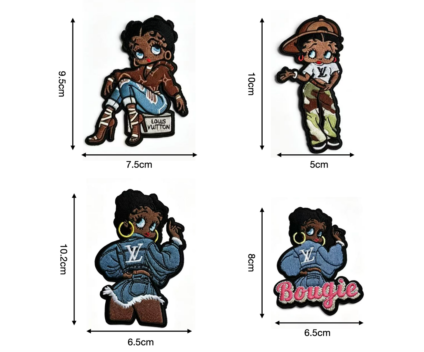 Embroidery LV Betty Patches Custom Clothing Jackets