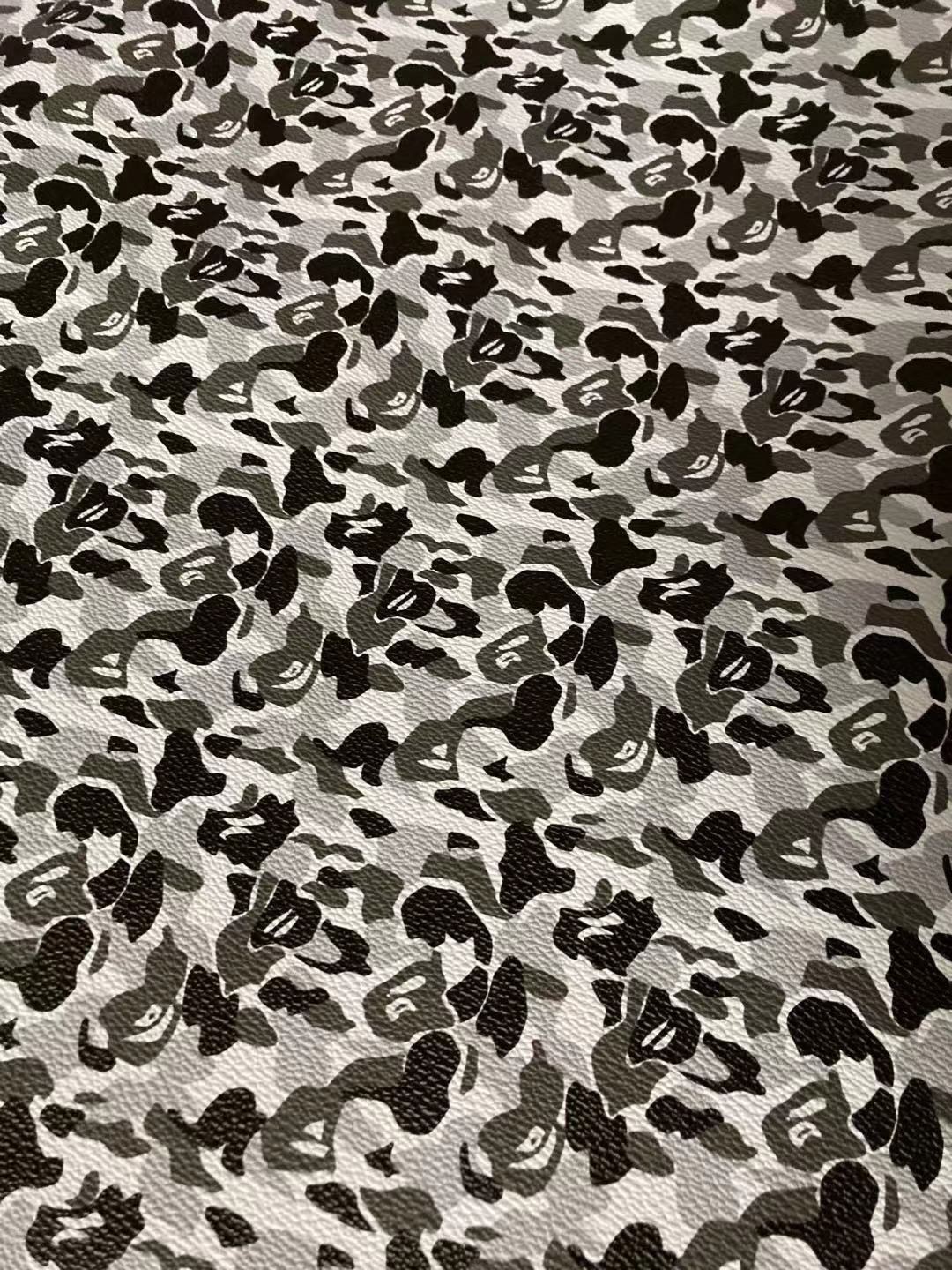 Black White Bape Vinyl Faux Leather Designer Fabric for Bape Custom Sneaker