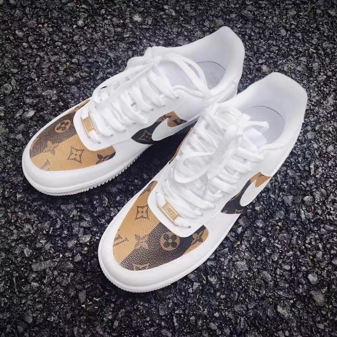 Vantage LV Stripe Nigo Made Leather Custom Sneaker Air Force One Shoe for Man